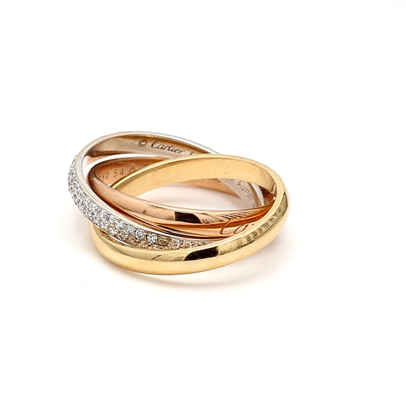 Cartier Trinity 0.46 Carat Round Brilliant Diamond 18 Karat Gold Band Ring