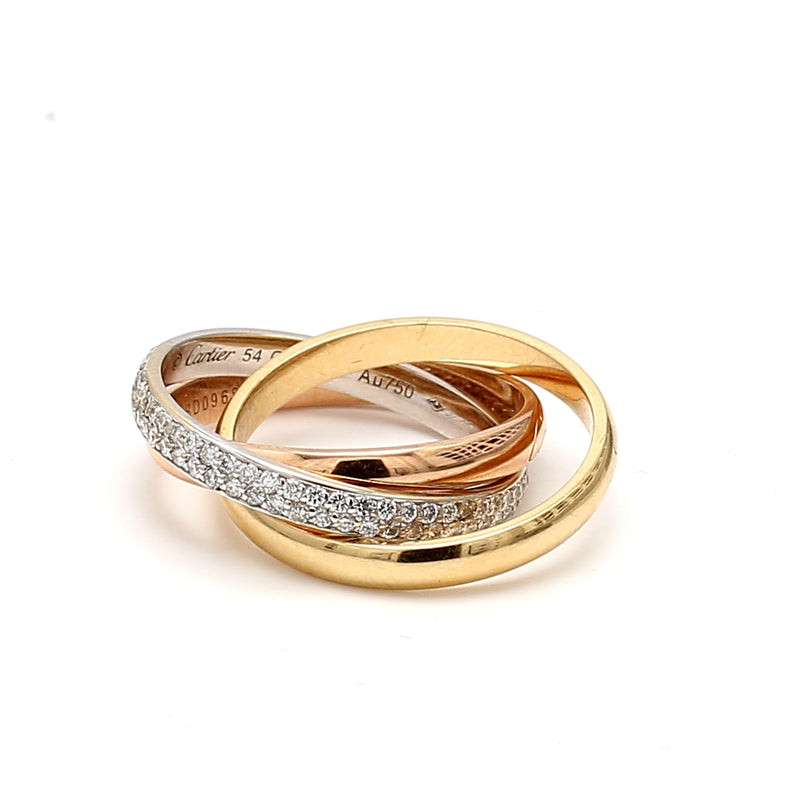 Cartier Trinity 0.46 Carat Round Brilliant Diamond 18 Karat Gold Band Ring