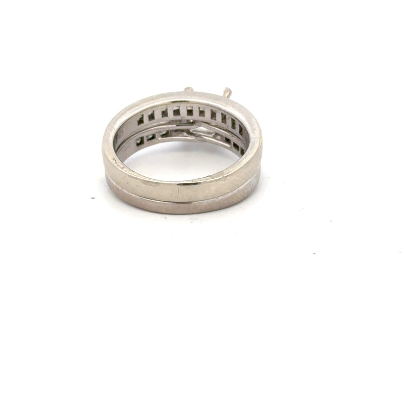 1.00 Carat Princess Cut H VS1 Diamond 14 Karat White Gold Semi Mount Ring