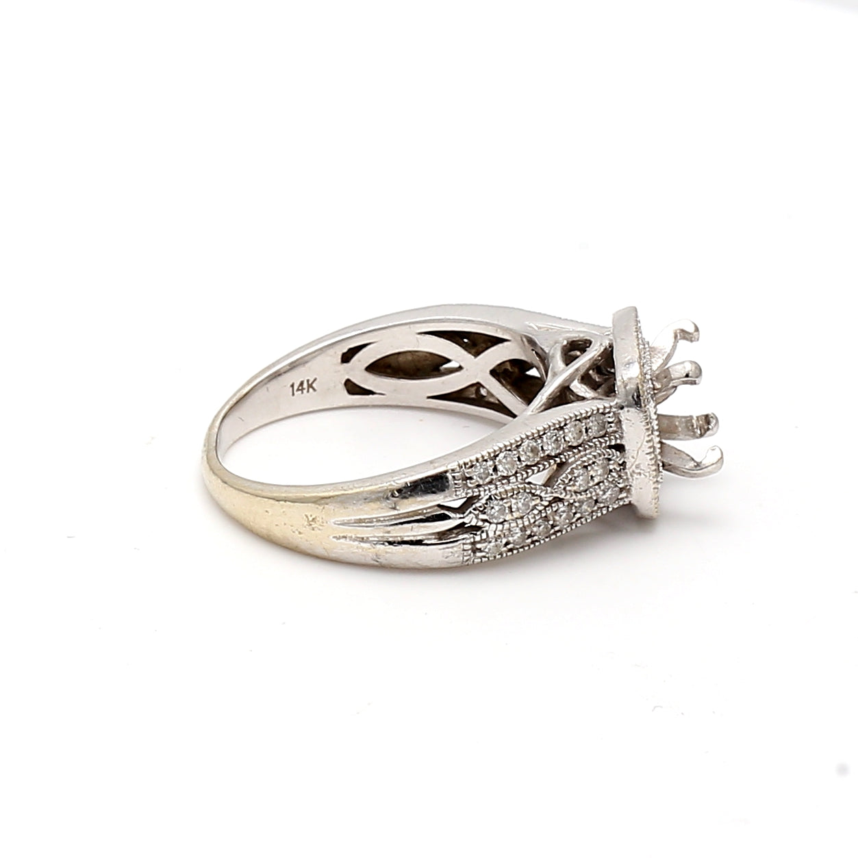 0.35 Carat Round Brilliant H SI1 Diamond 14 Karat White Gold Semi Mount Ring