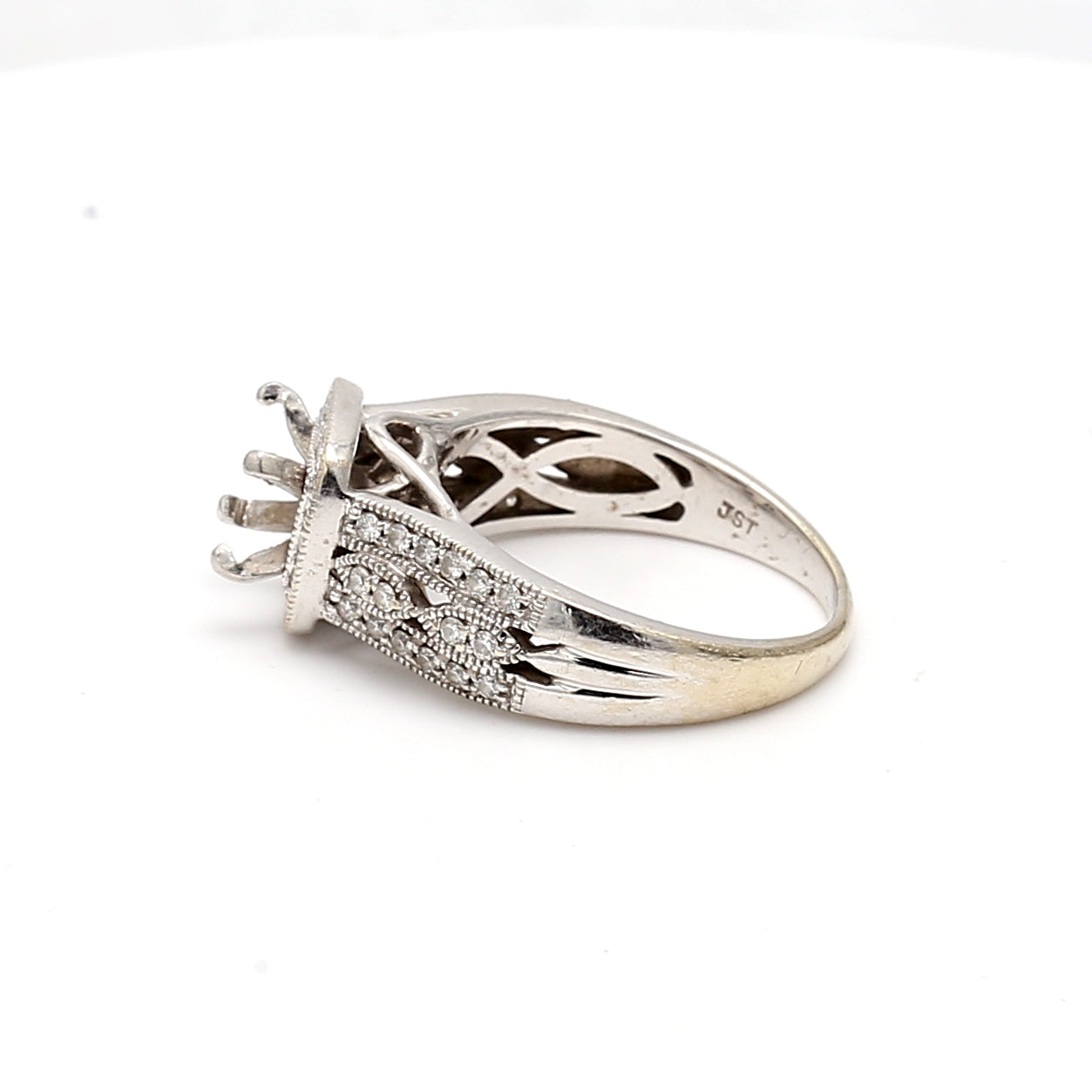 0.35 Carat Round Brilliant H SI1 Diamond 14 Karat White Gold Semi Mount Ring