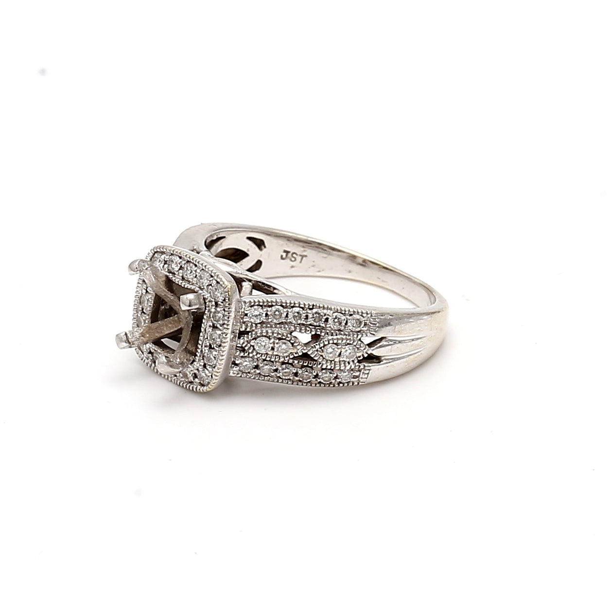 0.35 Carat Round Brilliant H SI1 Diamond 14 Karat White Gold Semi Mount Ring