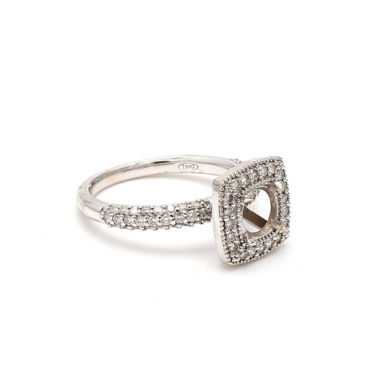 0.34 Carat Round Brilliant F SI1 Diamond 18 Karat White Gold Semi Mount Ring