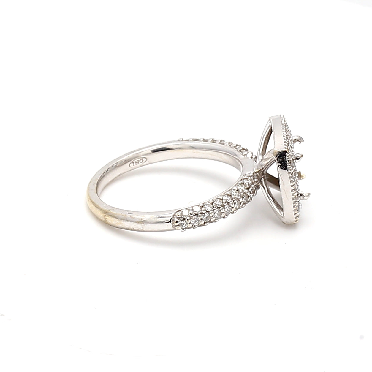 0.34 Carat Round Brilliant F SI1 Diamond 18 Karat White Gold Semi Mount Ring