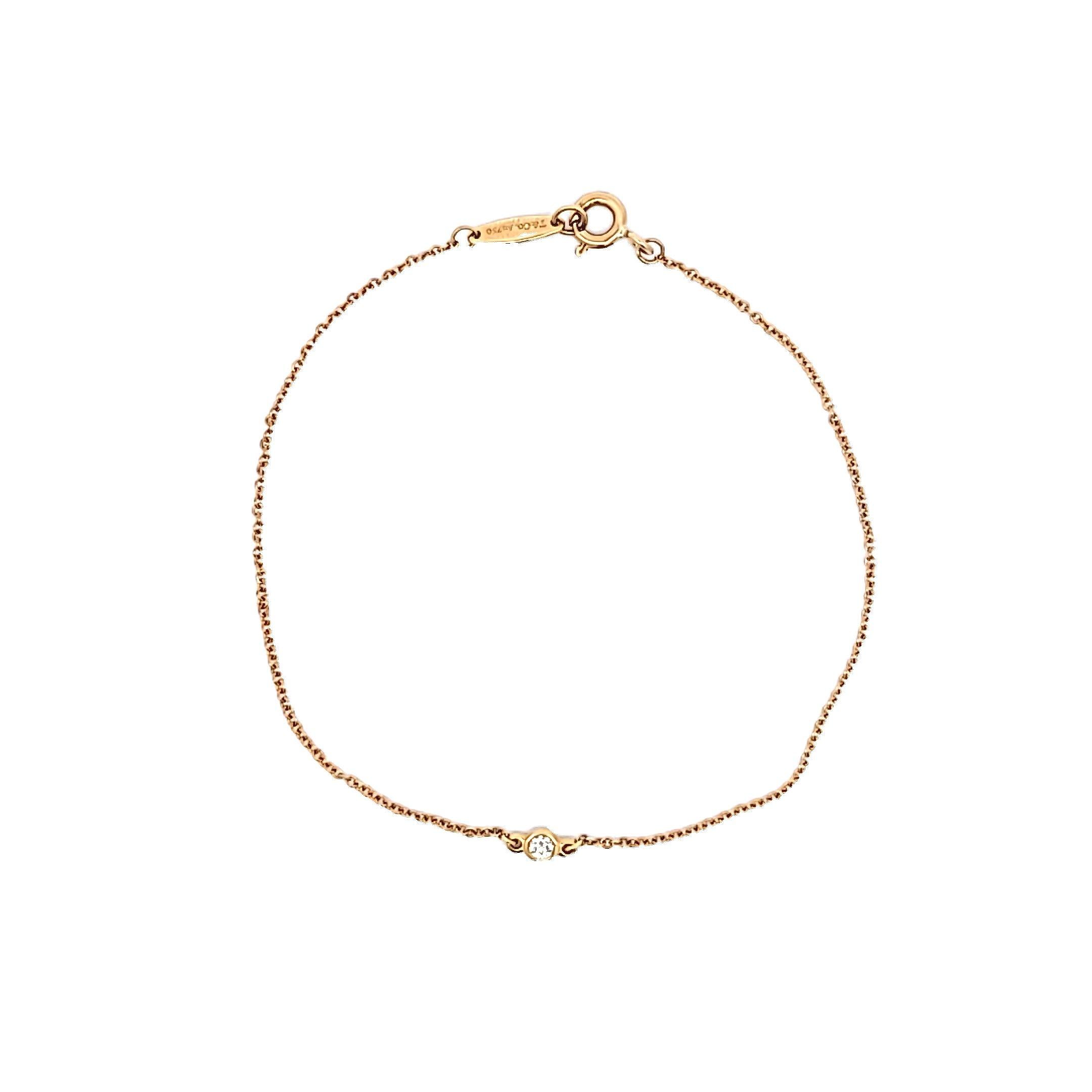 Tiffany & Co 18K Yellow Gold Chain Bracelet with 0.08 Carat Round Diamond