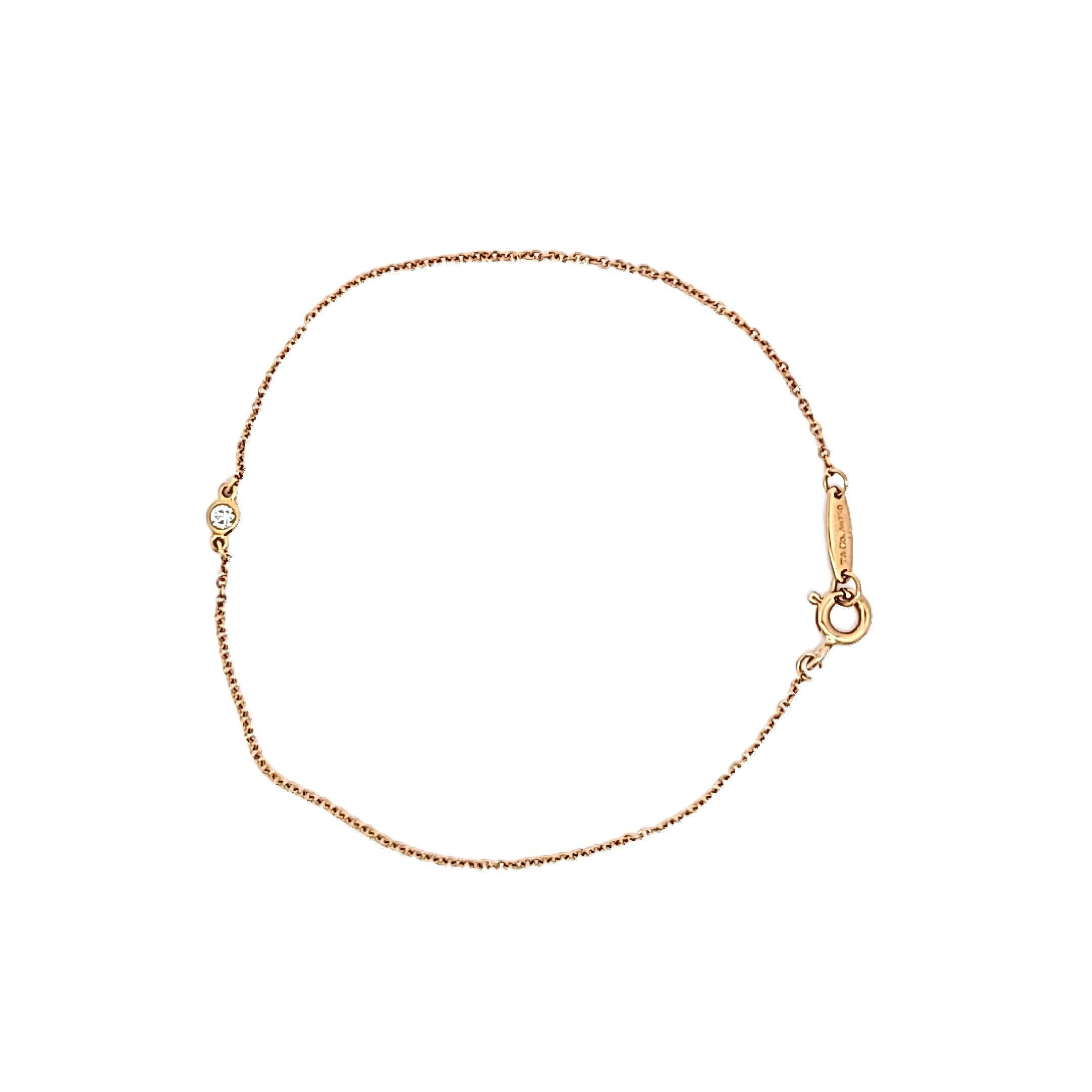 Tiffany & Co 18K Yellow Gold Chain Bracelet with 0.08 Carat Round Diamond