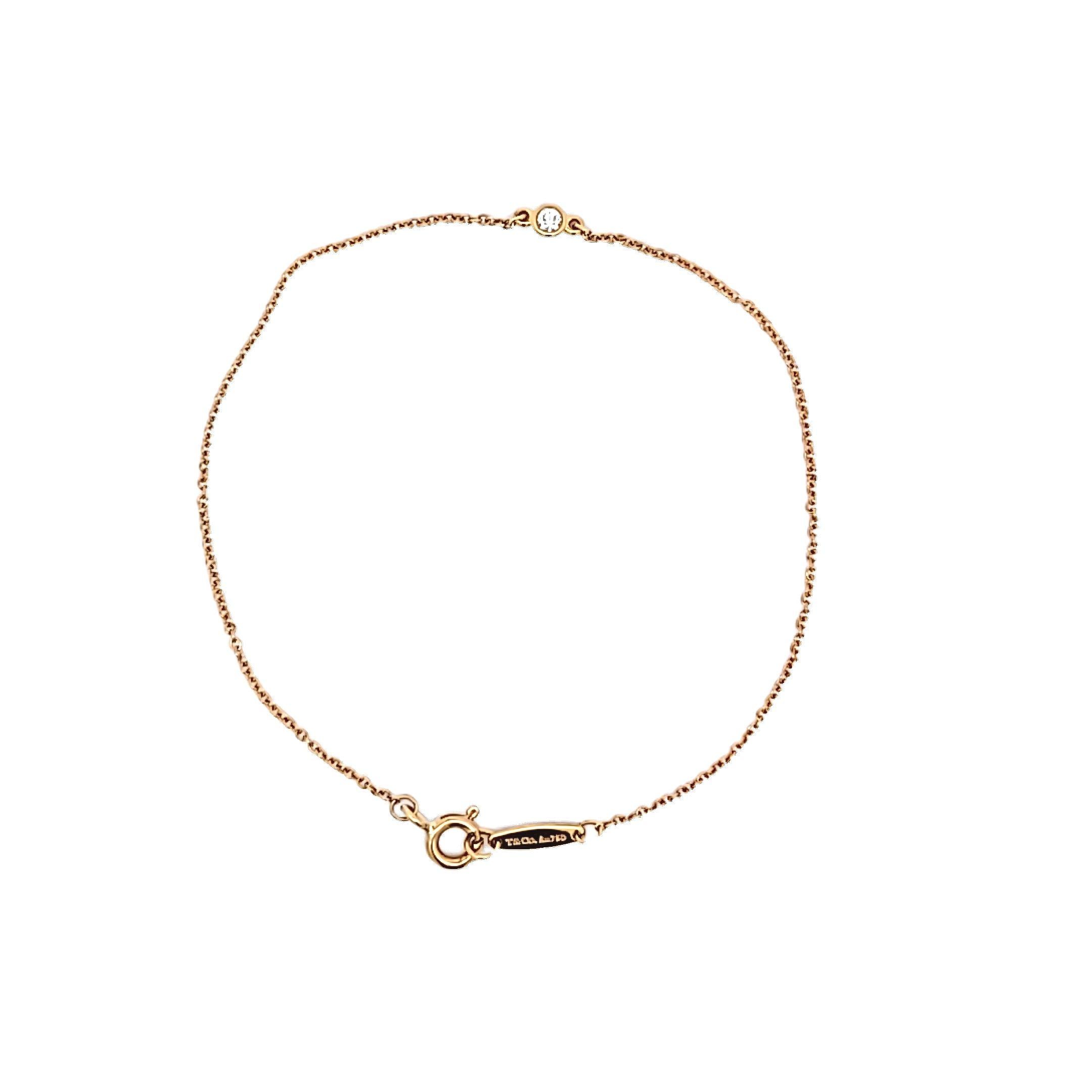 Tiffany & Co 18K Yellow Gold Chain Bracelet with 0.08 Carat Round Diamond