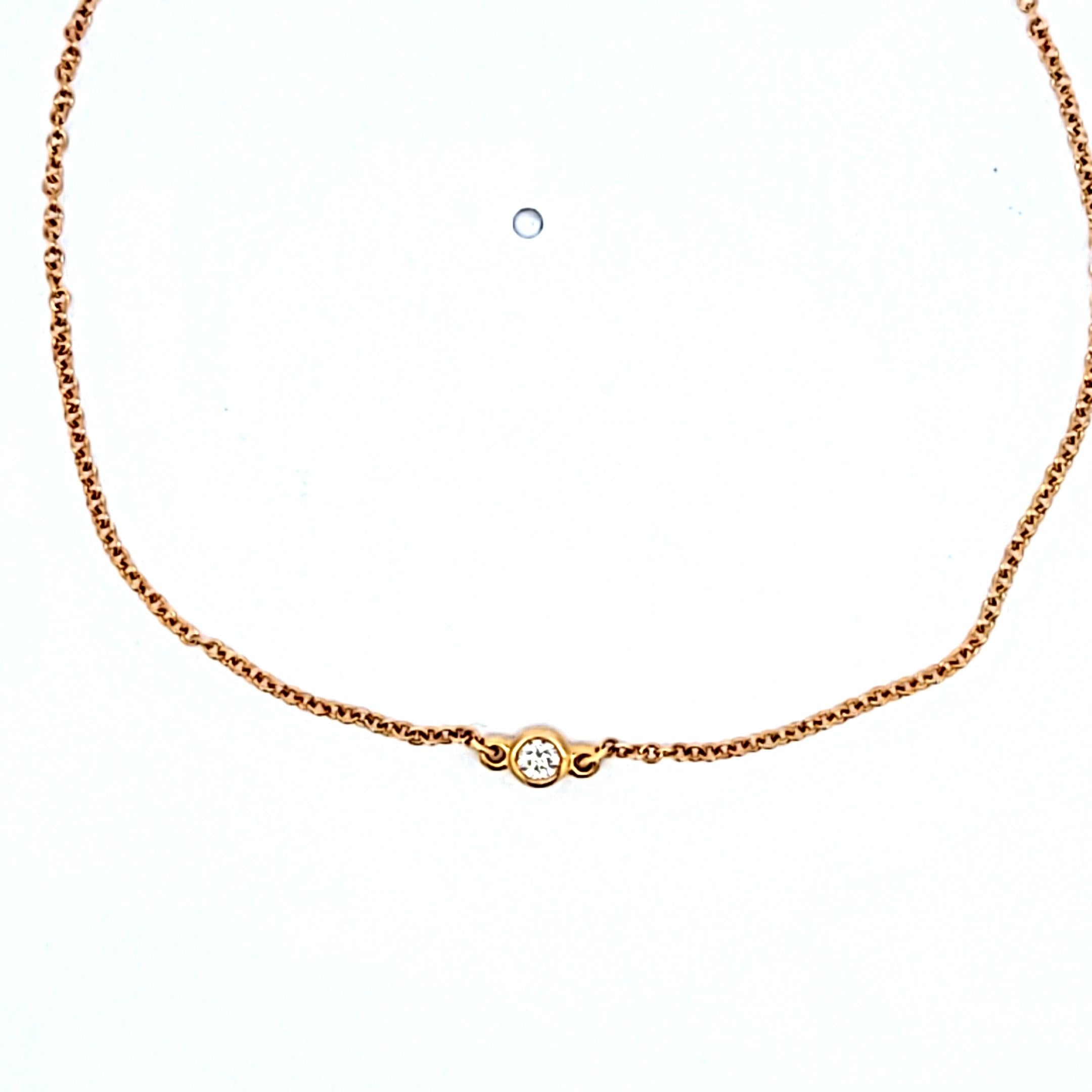 Tiffany & Co 18K Yellow Gold Chain Bracelet with 0.08 Carat Round Diamond