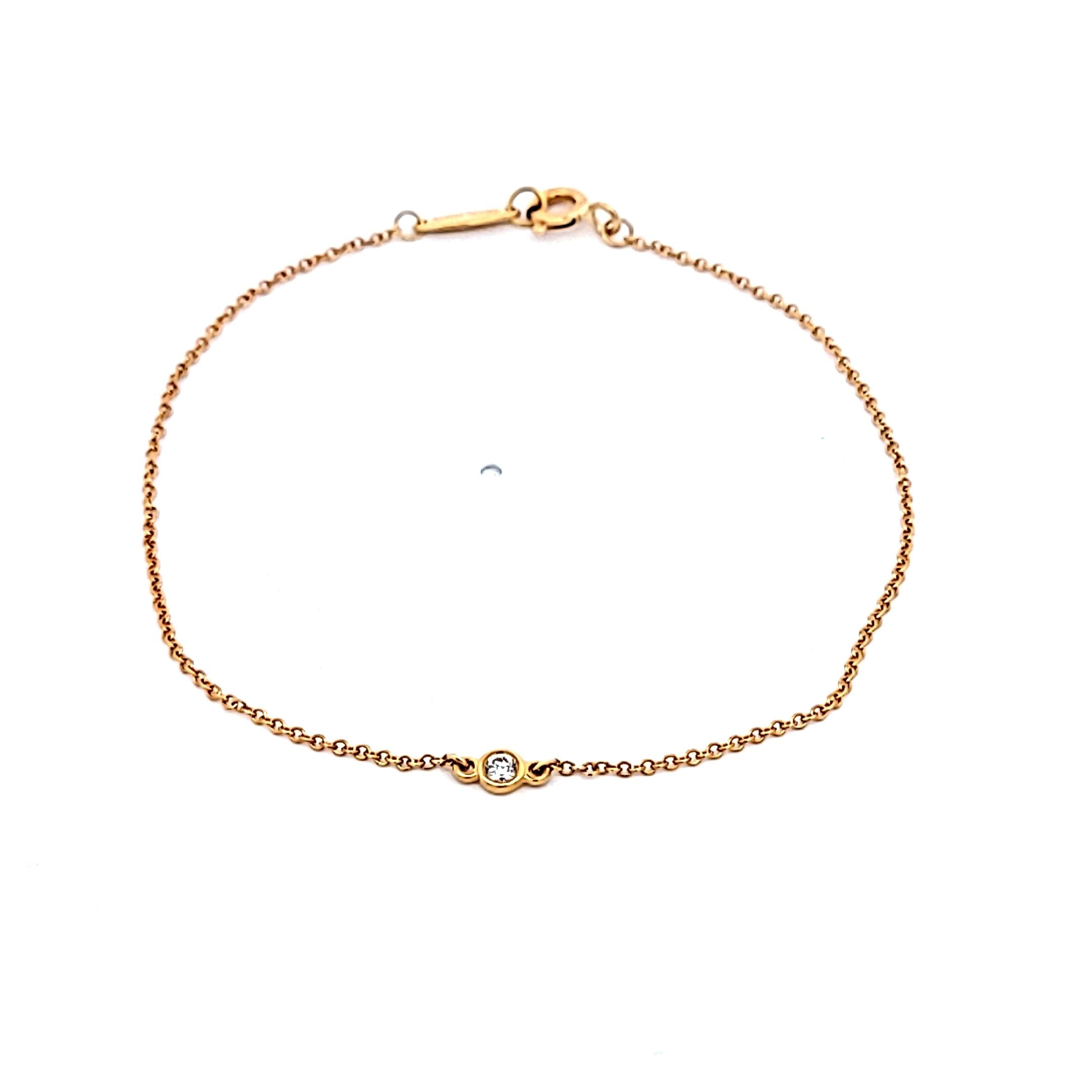 Tiffany & Co 18K Yellow Gold Chain Bracelet with 0.08 Carat Round Diamond