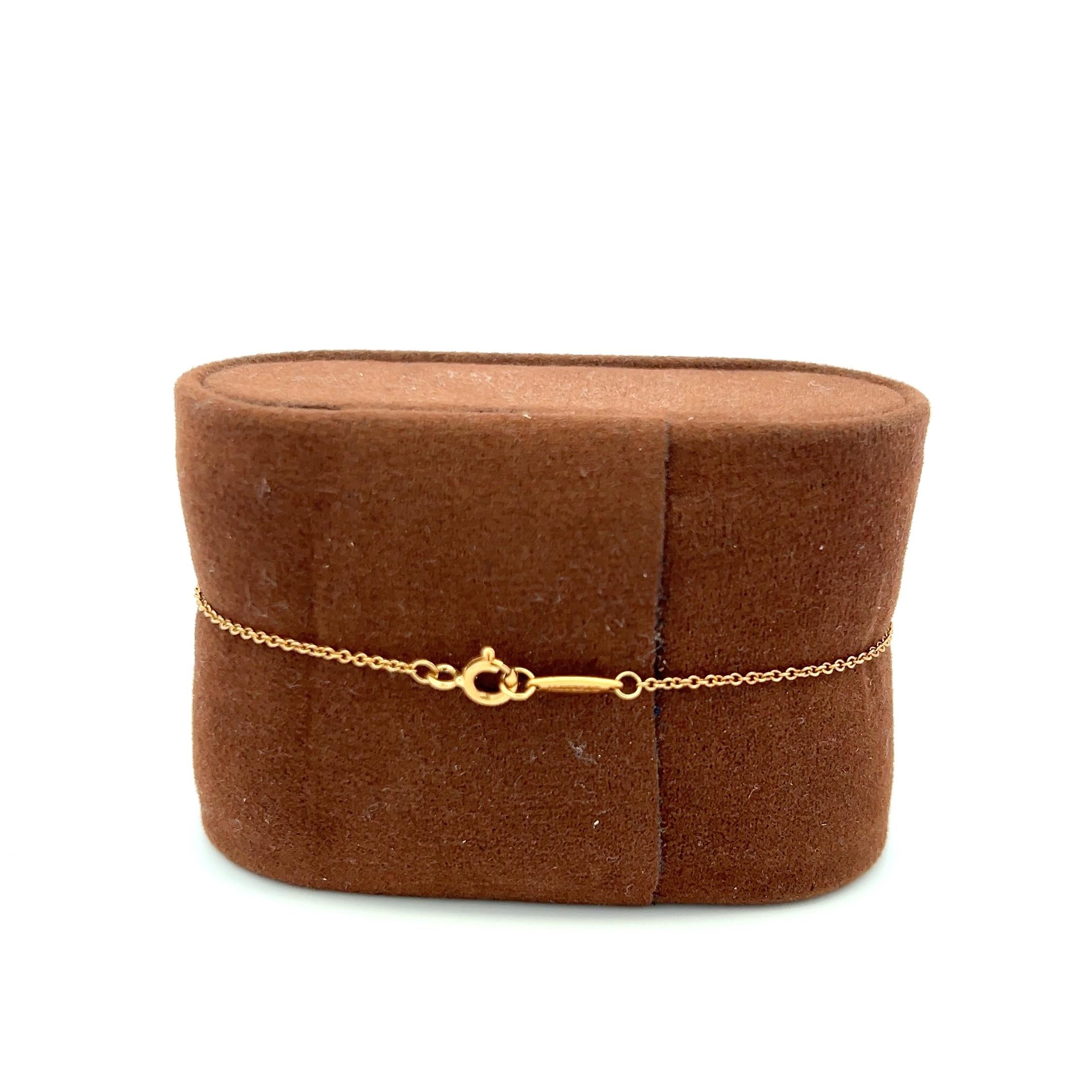 Tiffany & Co 18K Yellow Gold Chain Bracelet with 0.08 Carat Round Diamond