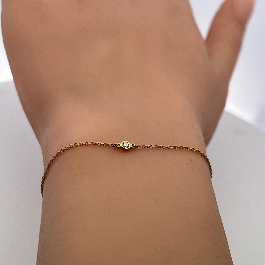 Tiffany & Co 18K Yellow Gold Chain Bracelet with 0.08 Carat Round Diamond