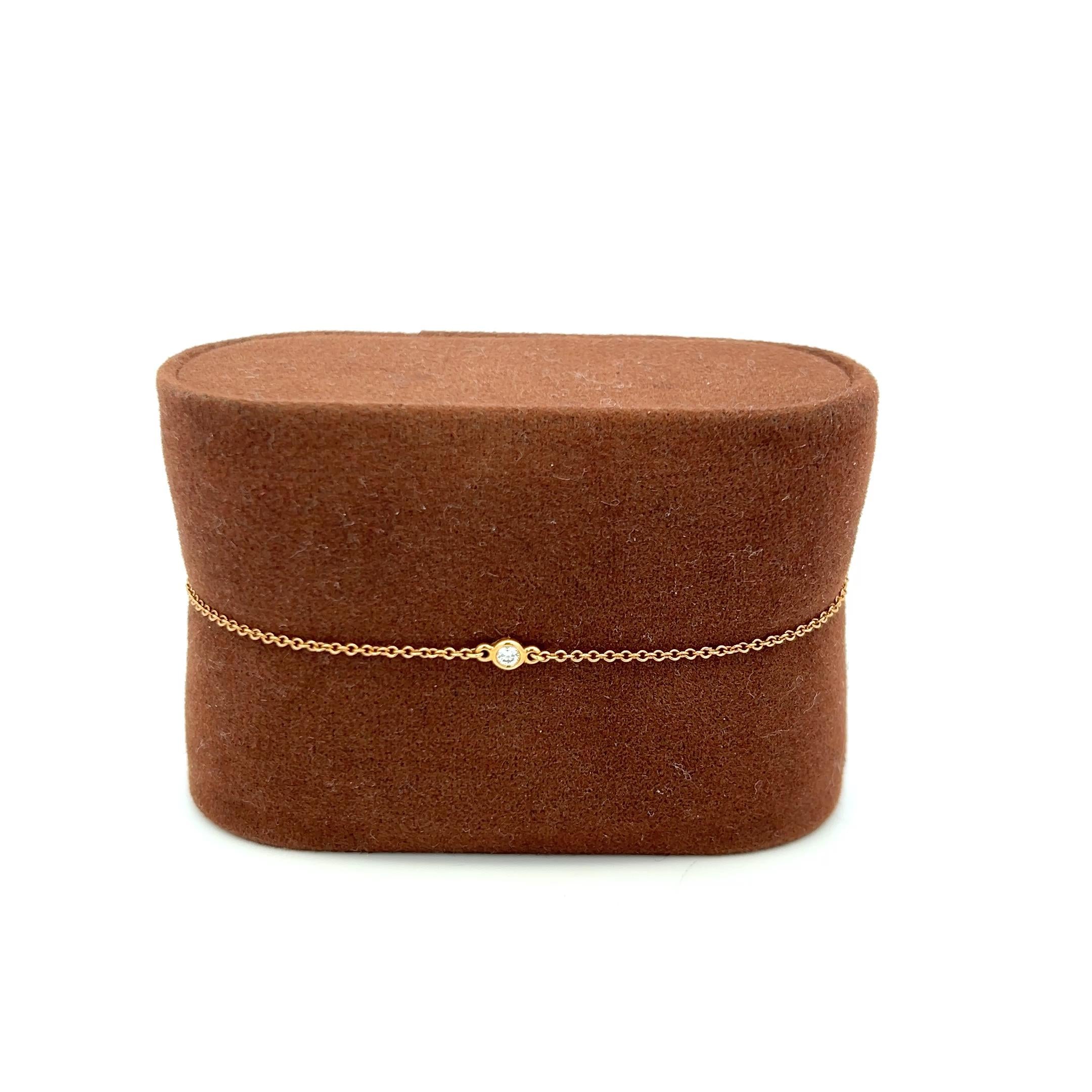 Tiffany & Co 18K Yellow Gold Chain Bracelet with 0.08 Carat Round Diamond