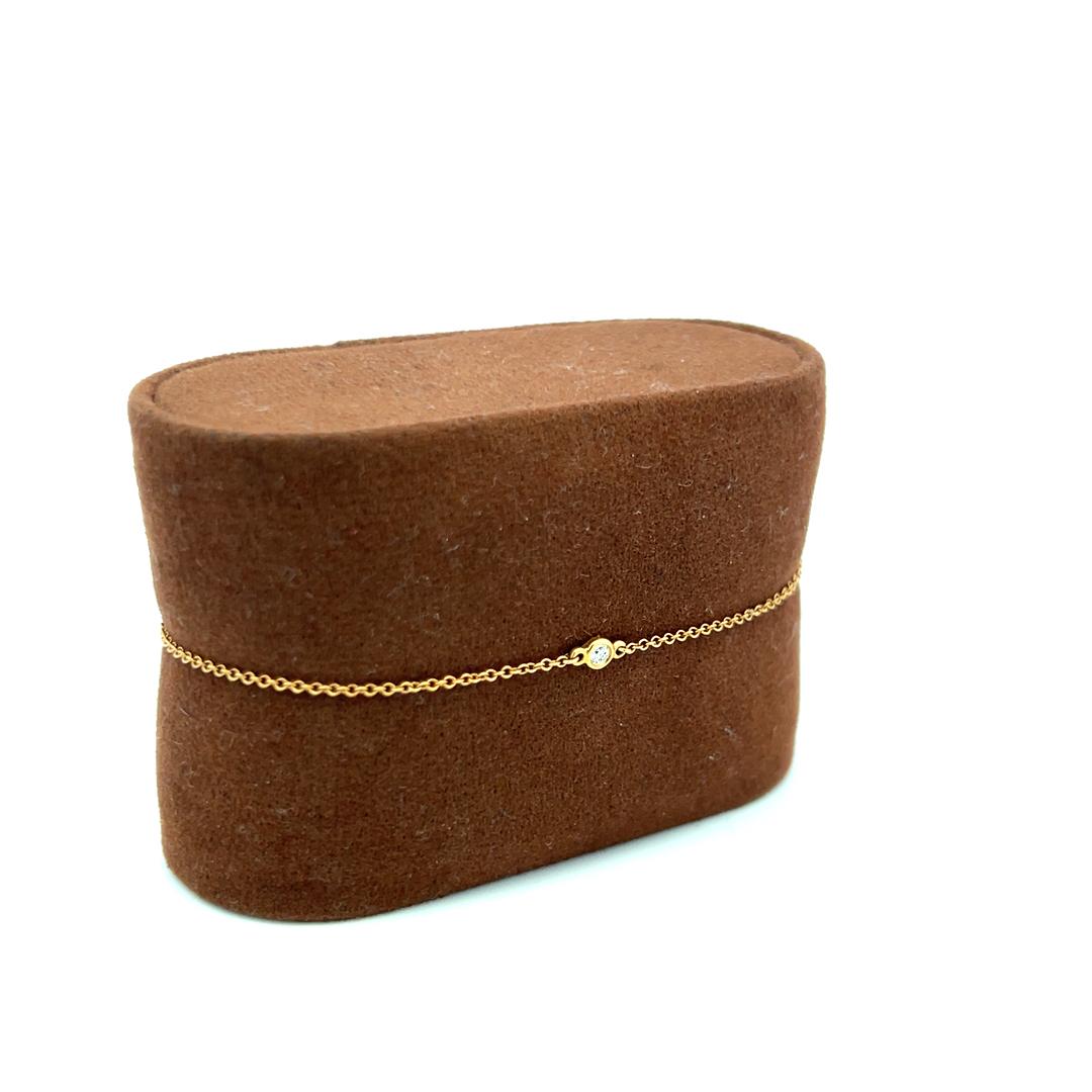 Tiffany & Co 18K Yellow Gold Chain Bracelet with 0.08 Carat Round Diamond