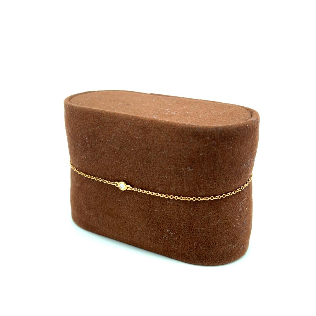 Tiffany & Co 18K Yellow Gold Chain Bracelet with 0.08 Carat Round Diamond