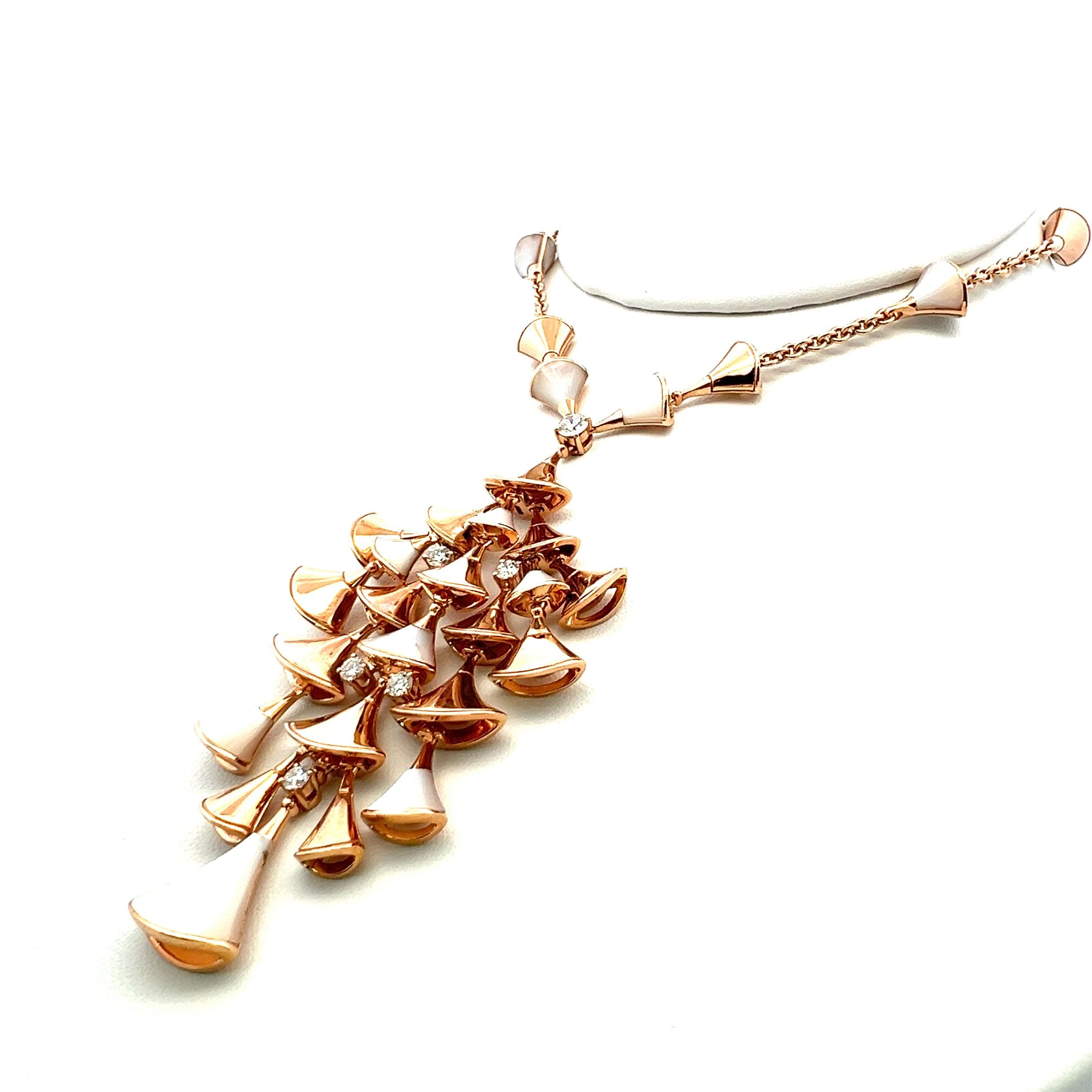 Bvlgari 0.75 Carat Round Brilliant F VS1 Diamond 18 Karat Rose Gold Pendant Necklace