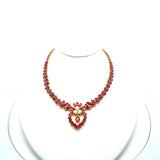 0.75 Carat Diamond and Ruby 18 Karat Yellow Gold Gems Stone Necklace