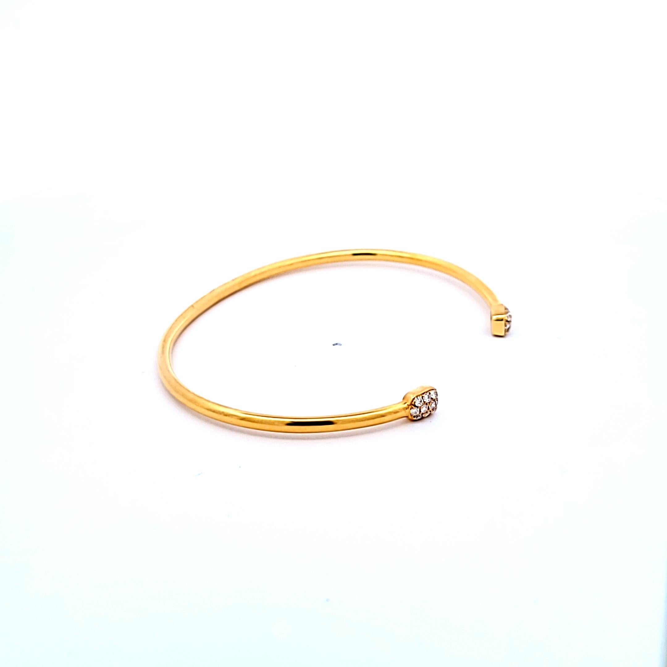 0.26ct Diamond Open Bangle Bracelet in 18K Yellow Gold (F/VS1 Vintage)