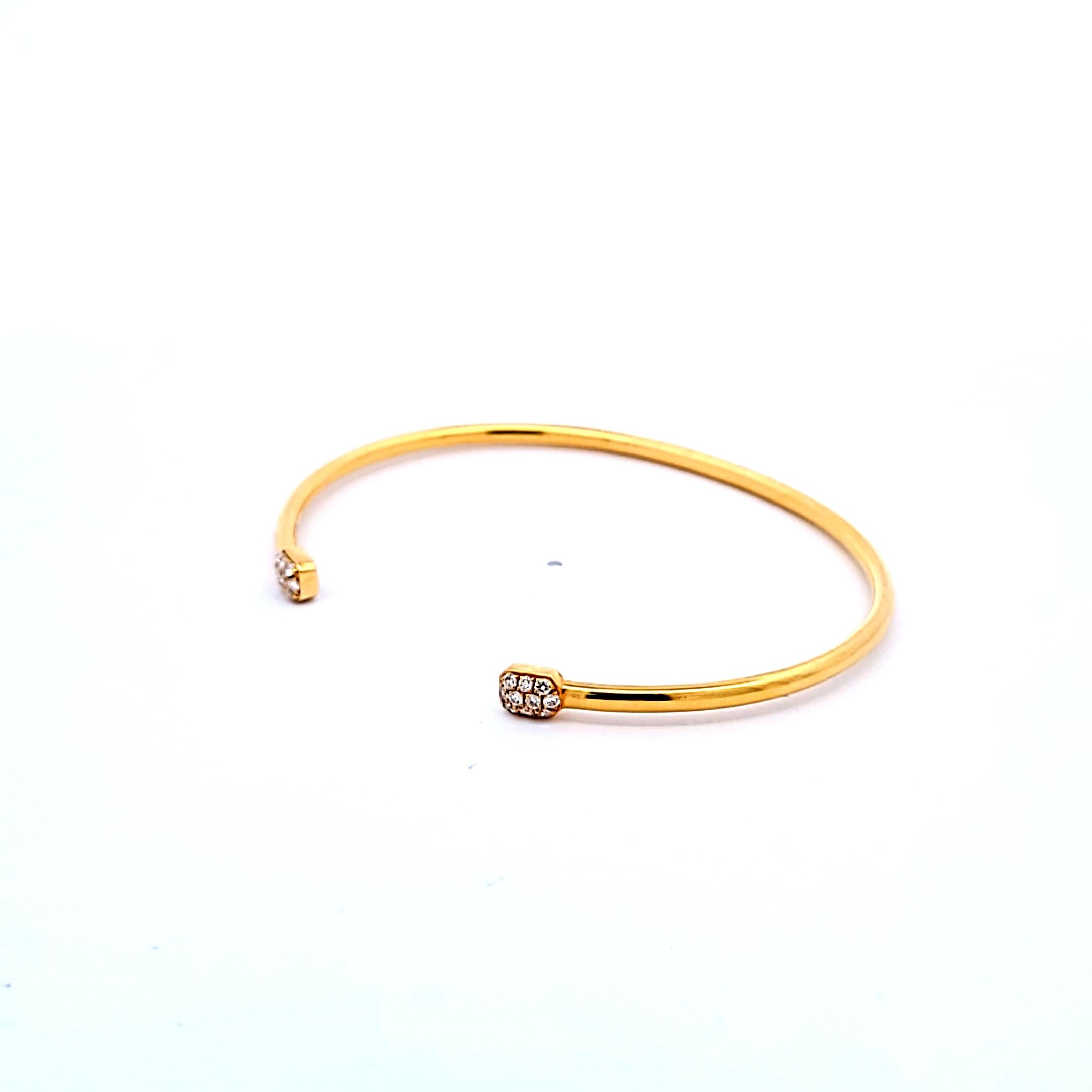 0.26ct Diamond Open Bangle Bracelet in 18K Yellow Gold (F/VS1 Vintage)