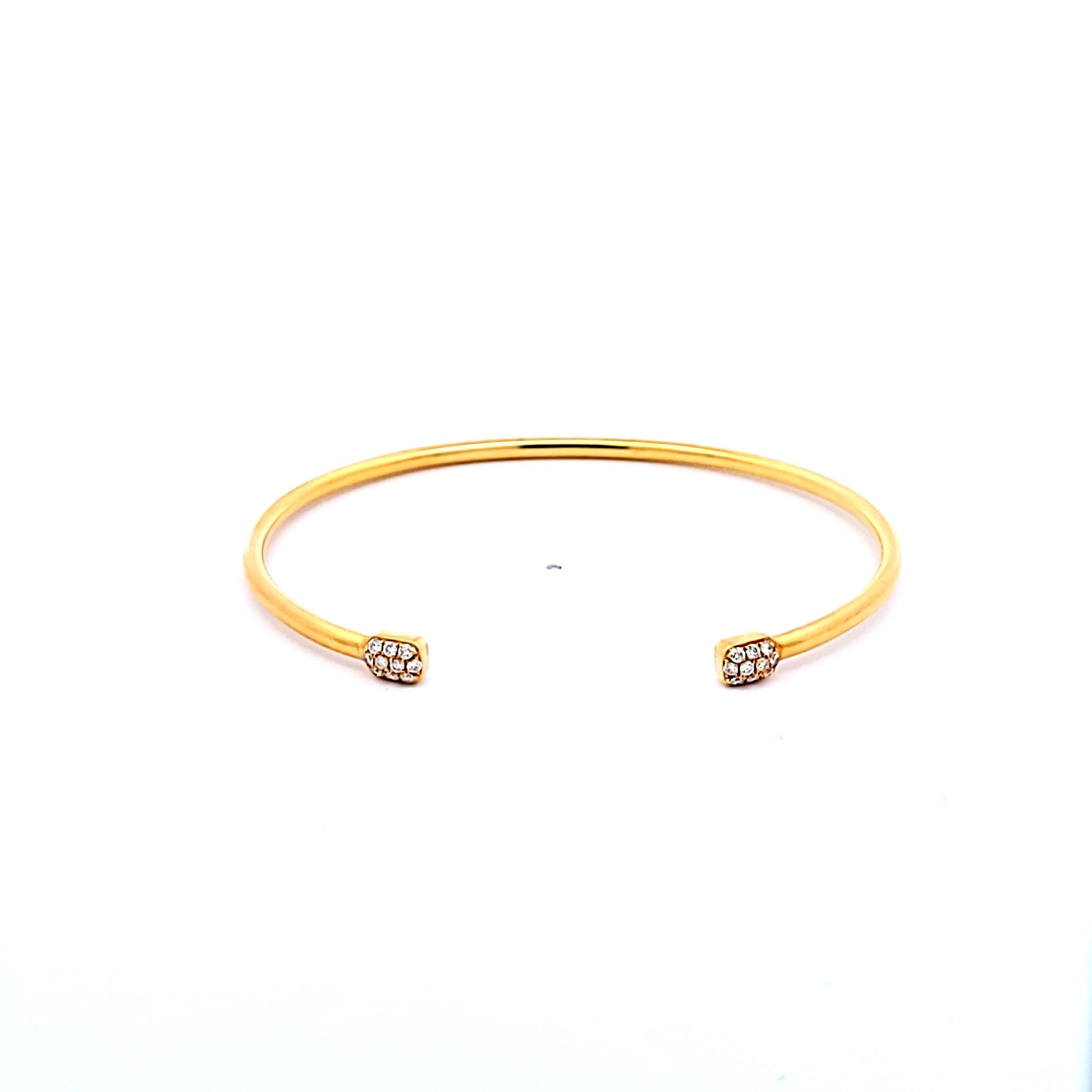 0.26ct Diamond Open Bangle Bracelet in 18K Yellow Gold (F/VS1 Vintage)