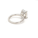 3.33 Carat Radiant Cut F VS1 and Round Brilliant F VS1 Diamond Platinum Engagement Ring