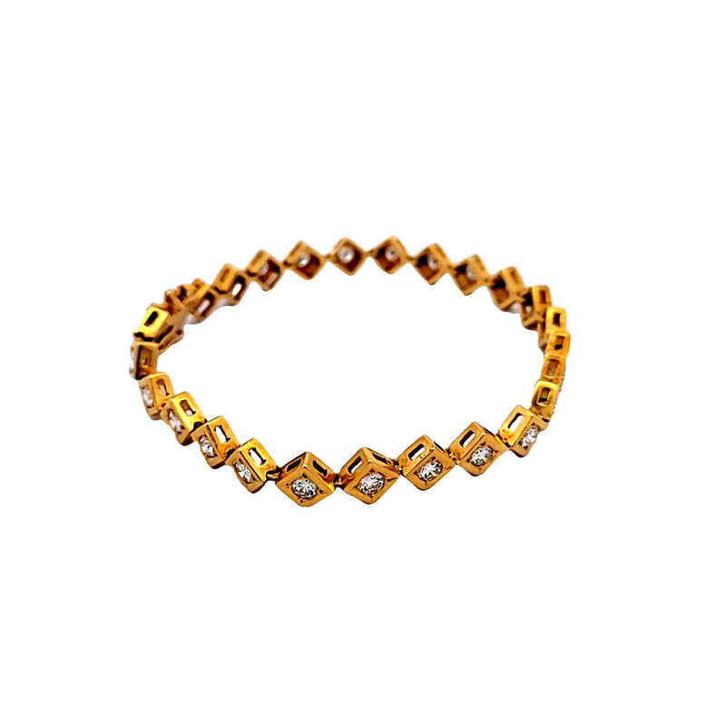 2.50 Carat Round Brilliant Diamond 18 Karat Yellow Gold Link Bracelet