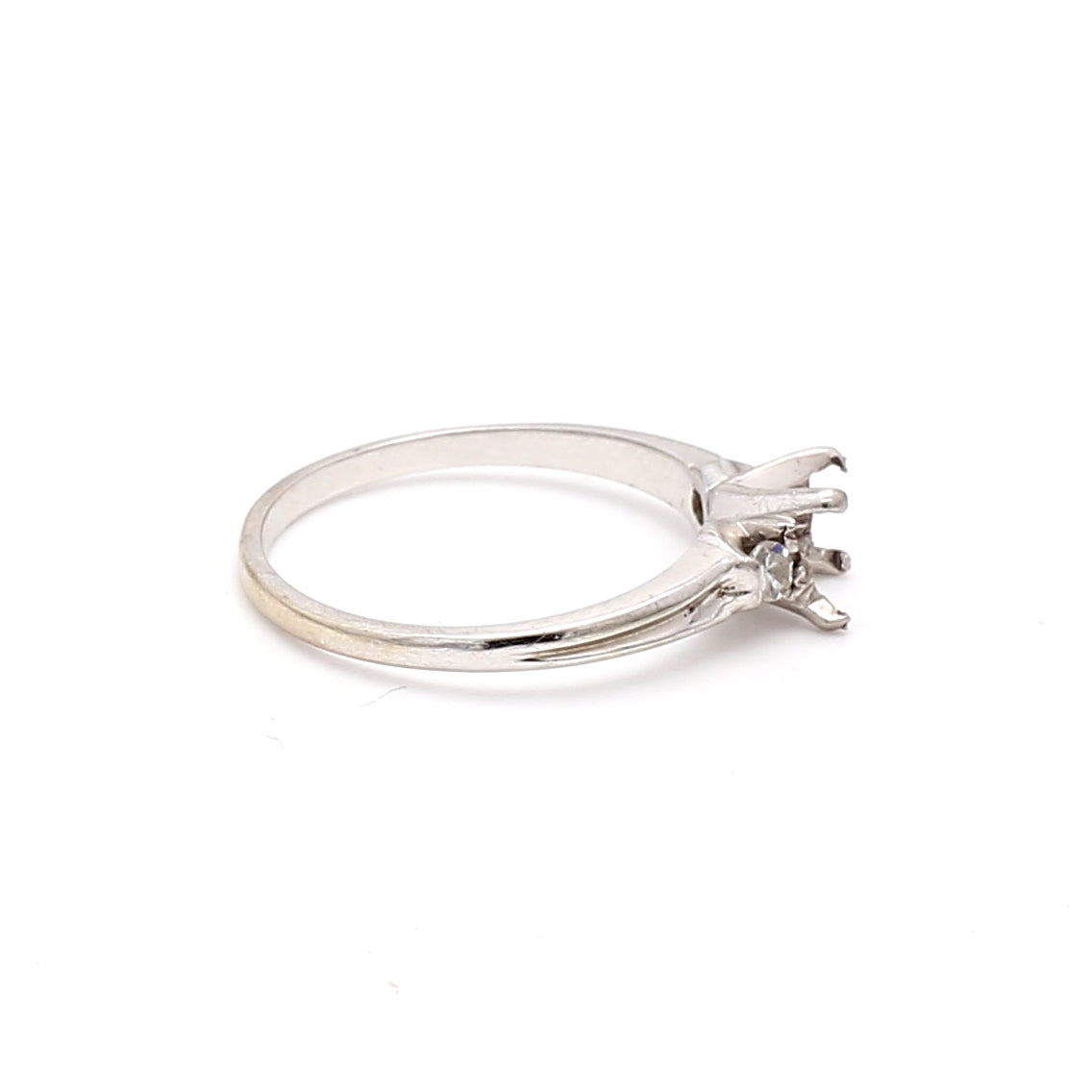 0.08 Carat Round Brilliant H SI1 Diamond 18 Karat White Gold Semi Mount Ring