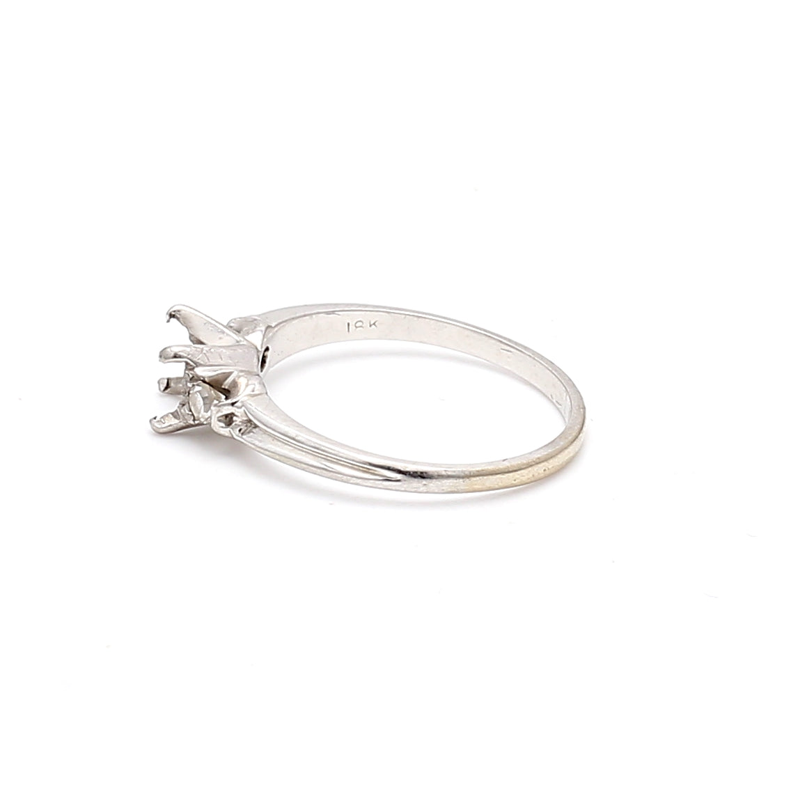 0.08 Carat Round Brilliant H SI1 Diamond 18 Karat White Gold Semi Mount Ring