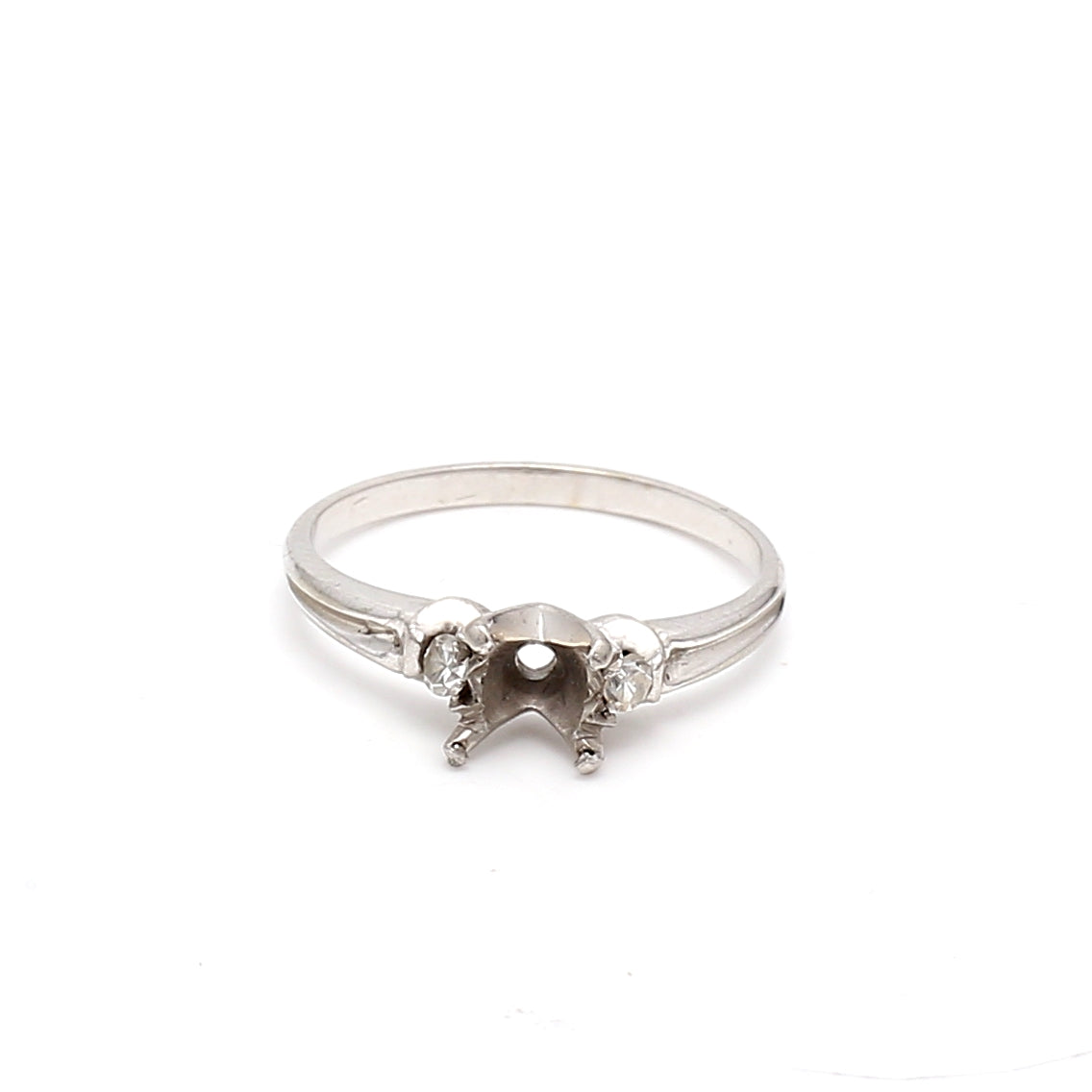 0.08 Carat Round Brilliant H SI1 Diamond 18 Karat White Gold Semi Mount Ring