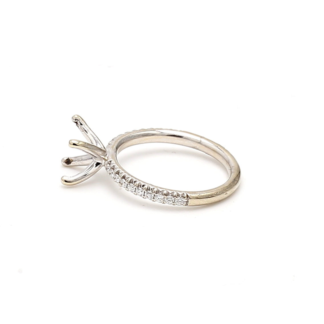 0.10 Carat Round Brilliant Diamond 14 Karat White Gold Semi Mount Ring