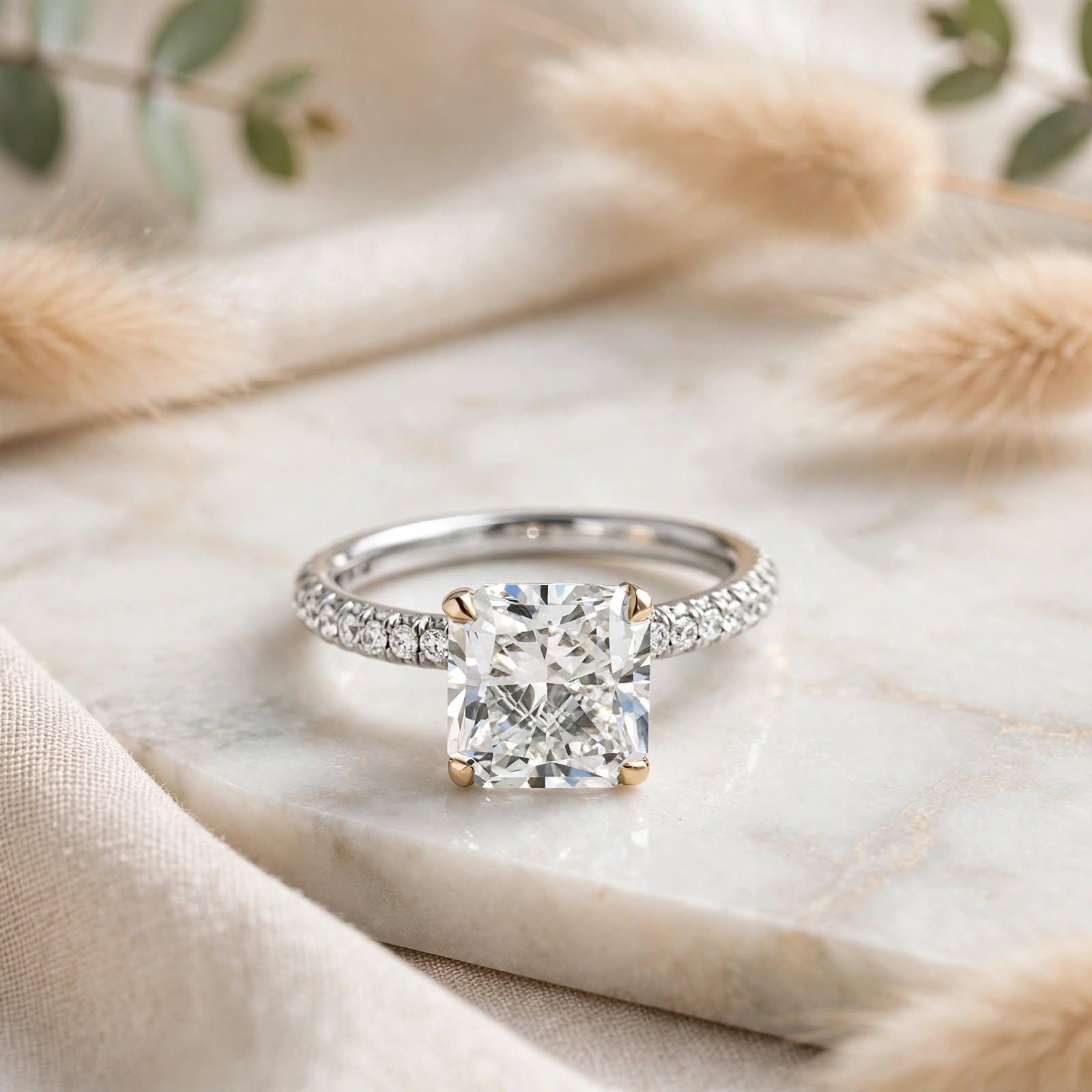 14K White Gold Engagement Ring with 2.08ct Lab-Grown and 0.1ct Natural Diamonds