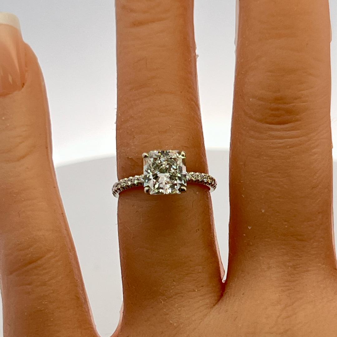 14K White Gold Engagement Ring with 2.08ct Lab-Grown and 0.1ct Natural Diamonds