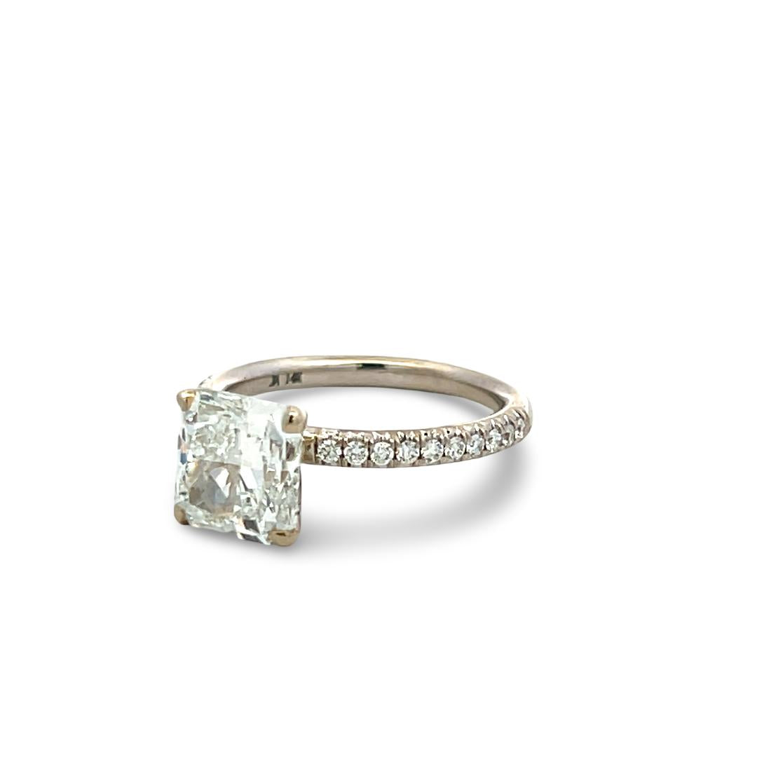 14K White Gold Engagement Ring with 2.08ct Lab-Grown and 0.1ct Natural Diamonds