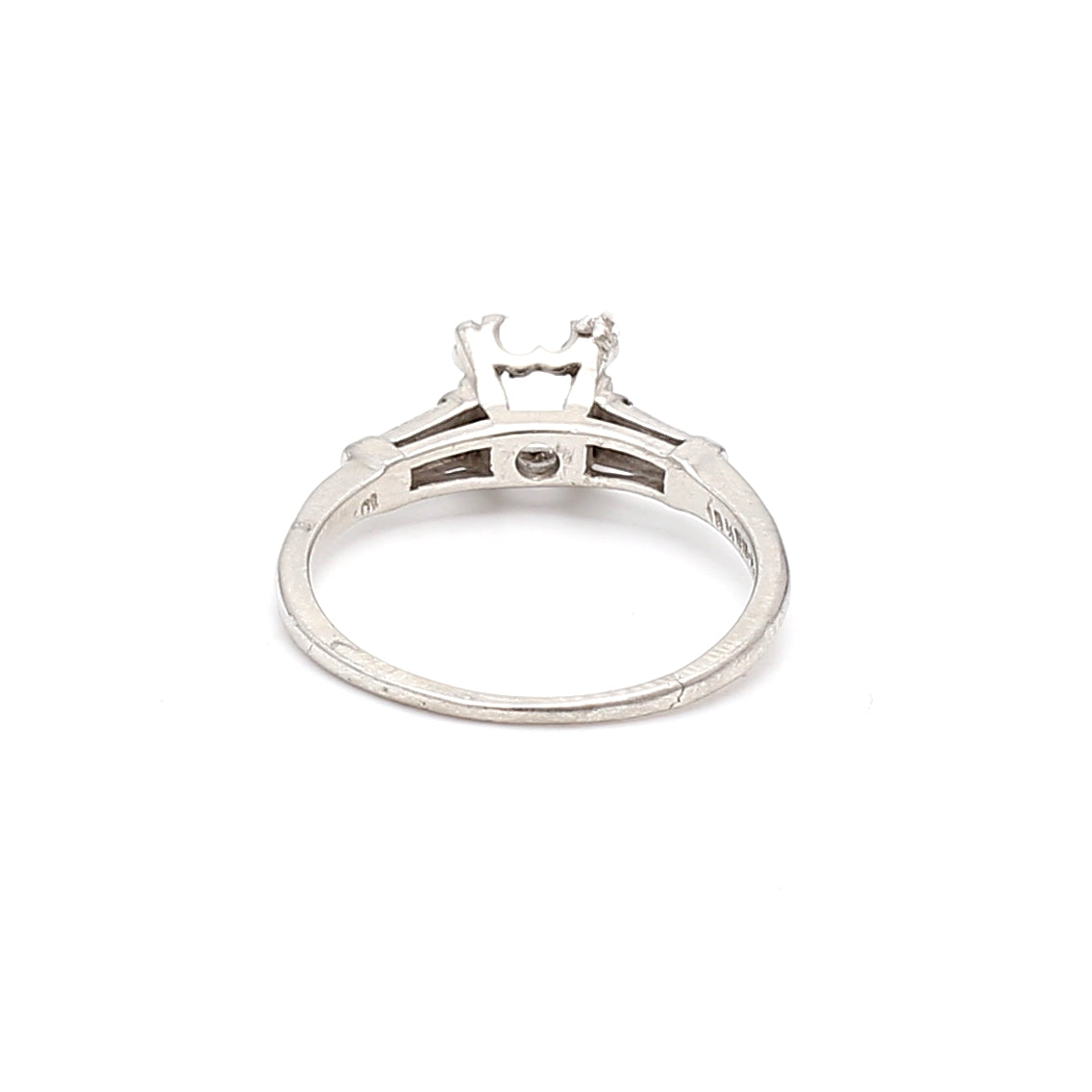 0.18 Carat Baguette Shape H SI1 Diamond Platinum Semi Mount Ring