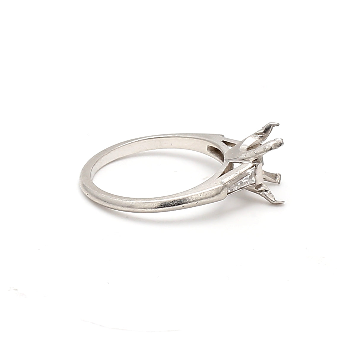 0.20 Carat Tapered Baguette Shape Diamond Platinum Semi Mount Ring