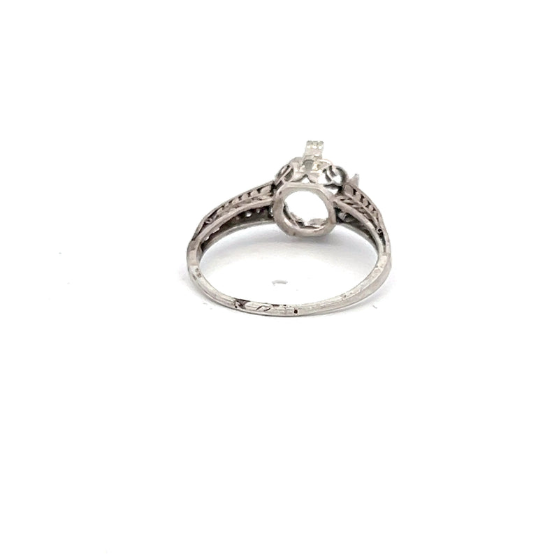 0.03 Carat Rose Cut Diamond 14 Karat White Gold Semi Mount Ring