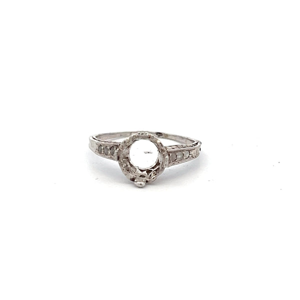 0.03 Carat Rose Cut Diamond 14 Karat White Gold Semi Mount Ring