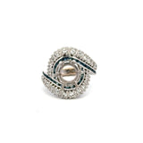 0.38 Carat Round Brilliant Diamond 0.18 Carat Sapphire 14K WG Semi Mount Ring