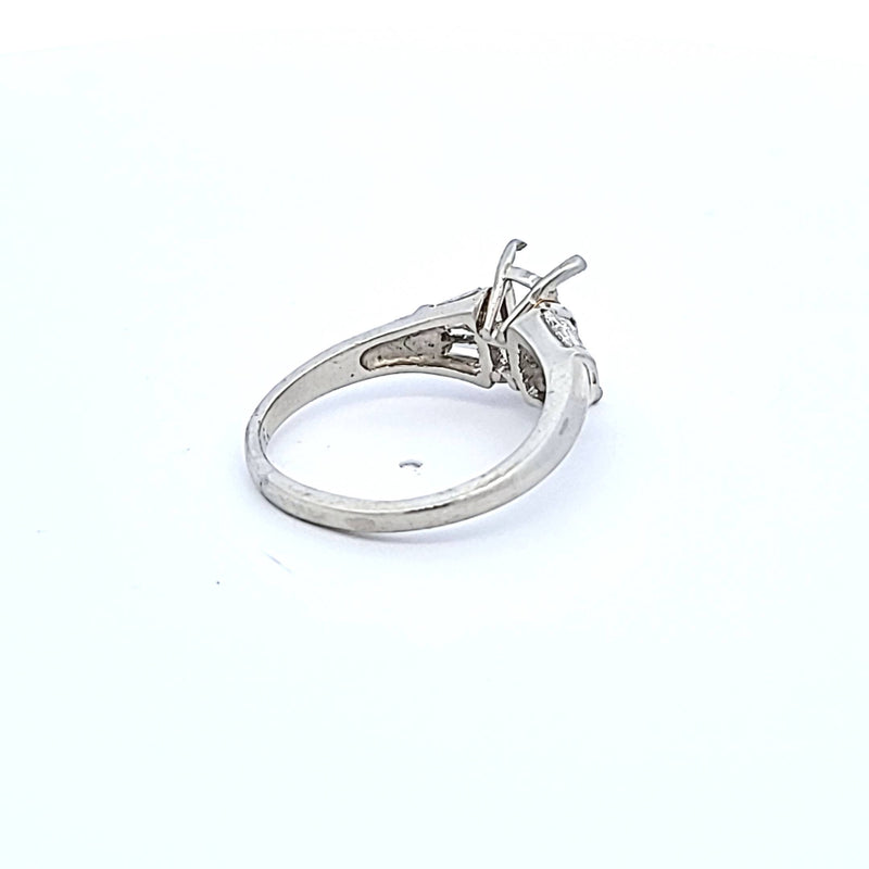 0.70 Carat Tapered Baguette Shape F VVS2 Diamond Platinum Semi Mount Ring