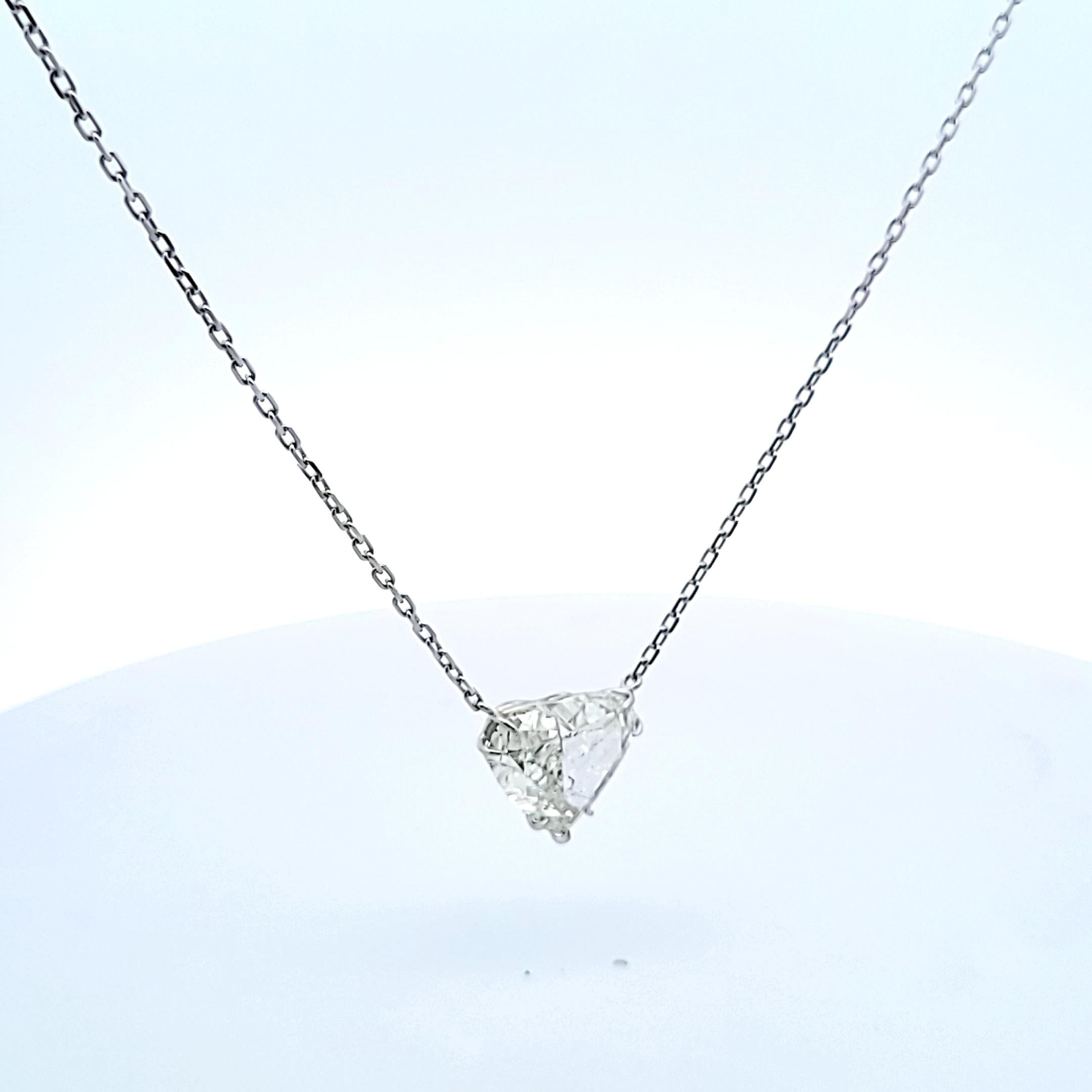 10.67 Carat Heart Shape H I1 Diamond 18 Karat White Gold Pendant Necklace