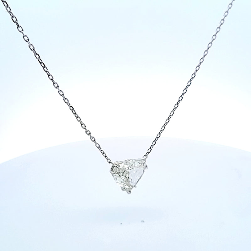 10.76 Carat Heart Shape I I1 Diamond 18 Karat White Gold Pendant Necklace
