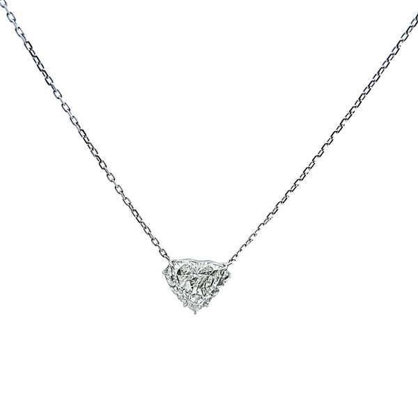 10.67 Carat Heart Shape H I1 Diamond 18 Karat White Gold Pendant Necklace