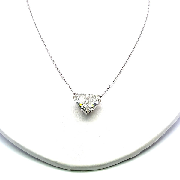 10.67 Carat Heart Shape H I1 Diamond 18 Karat White Gold Pendant Necklace