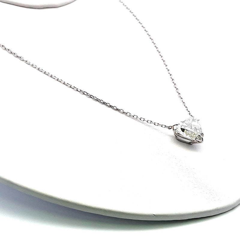 10.67 Carat Heart Shape H I1 Diamond 18 Karat White Gold Pendant Necklace