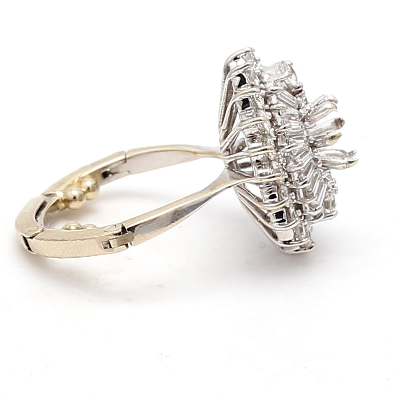 0.98 Carat Tapered Baguette and Round Diamond 14K WG Semi Mount Ring