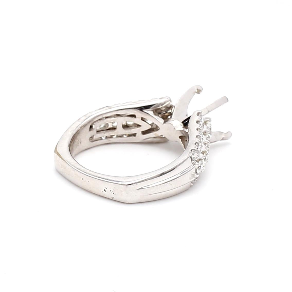18K White Gold Semi Mount Ring with 1.28ct Round H SI1 Diamonds Fits 7.77x7.21mm