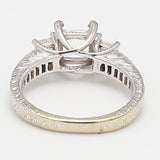 0.45 Carat Princess Cut and Round Diamond 18K White Gold Semi Mount Ring