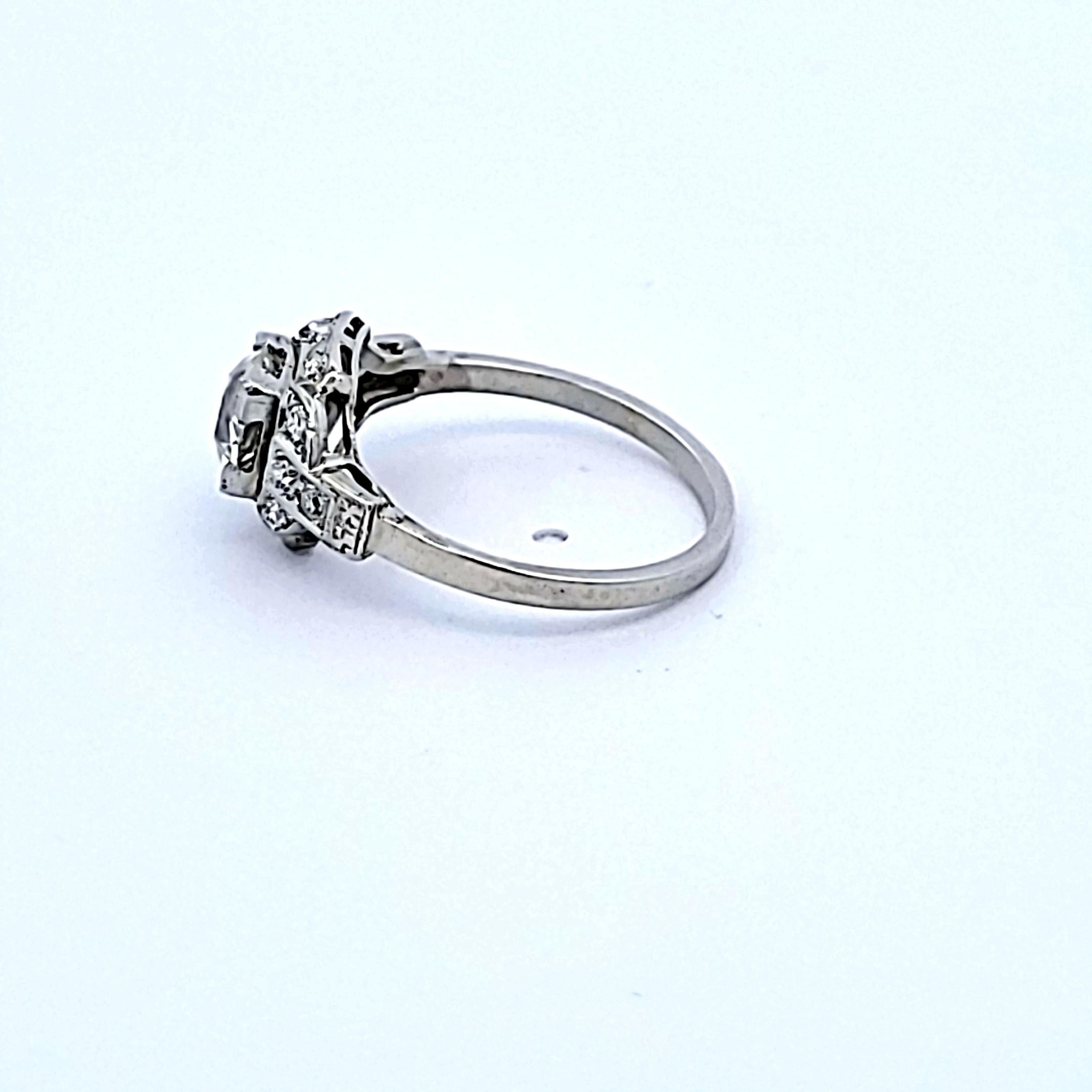 1.40 Carat Old European and Round Brilliant Diamond Platinum Engagement Ring
