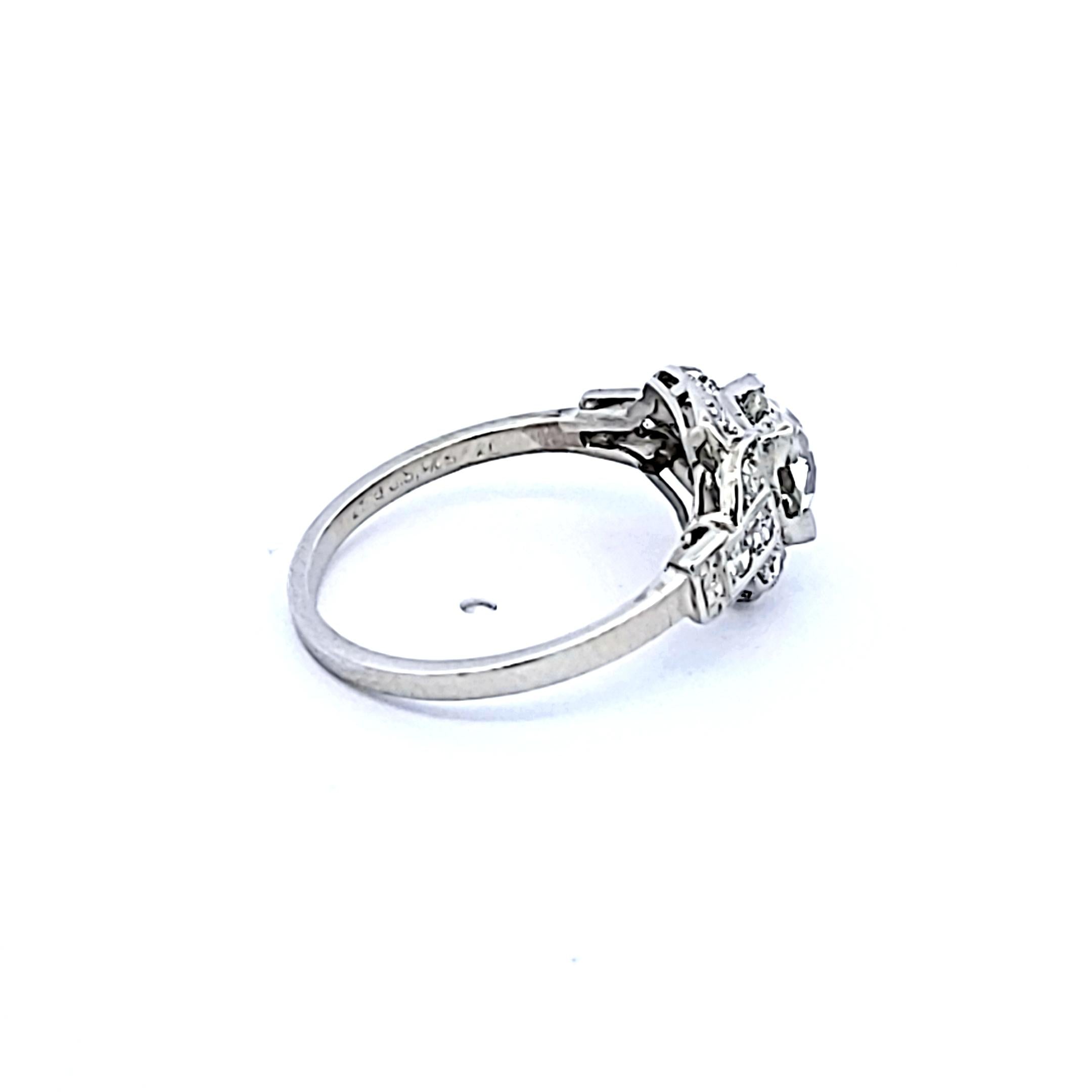 1.40 Carat Old European and Round Brilliant Diamond Platinum Engagement Ring