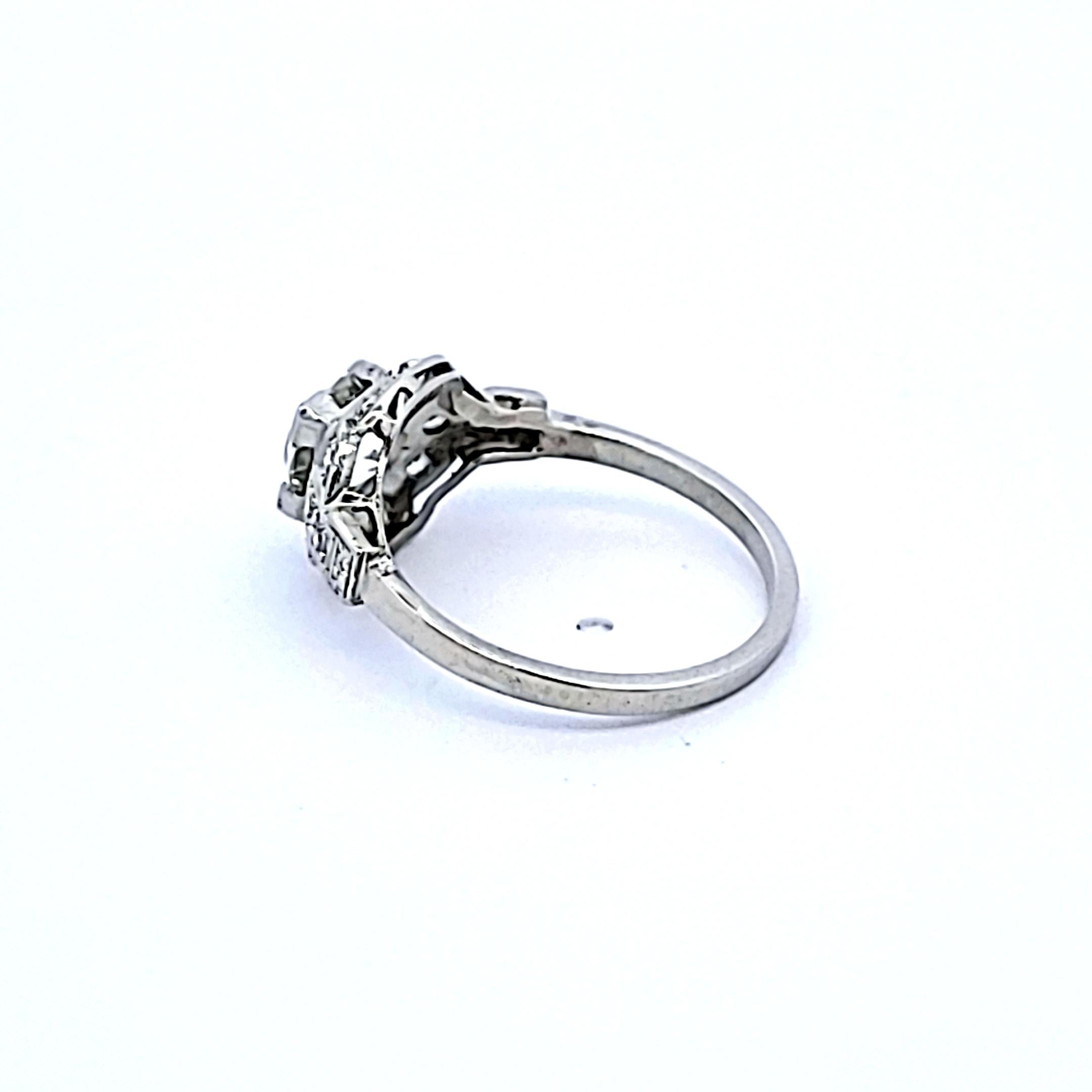 1.40 Carat Old European and Round Brilliant Diamond Platinum Engagement Ring