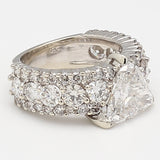 6.01 Carat Triangular and Round Brilliant Diamond 14 Karat White Gold Vintage Ring